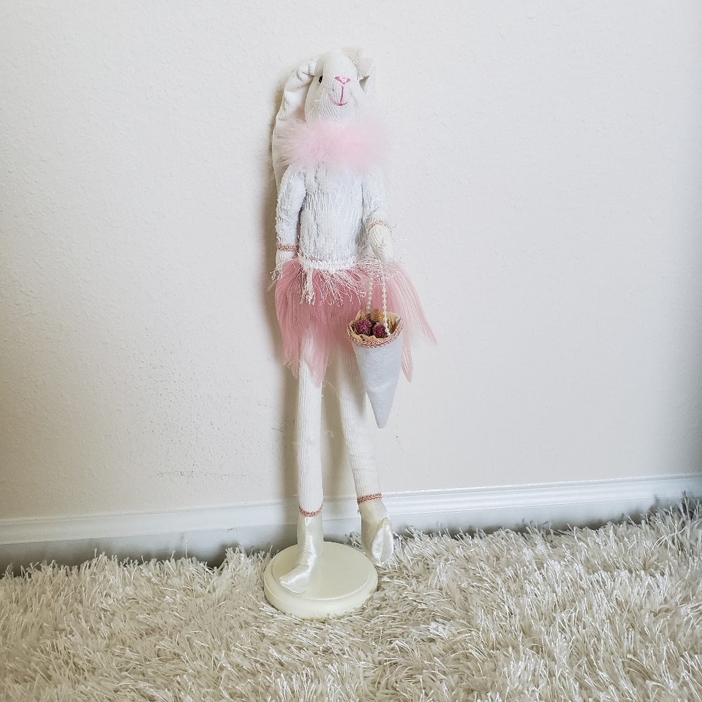 Easter Bunny with Coney Fruit Basket in Pink Skirt